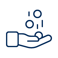 Icoon hand met muntgeld