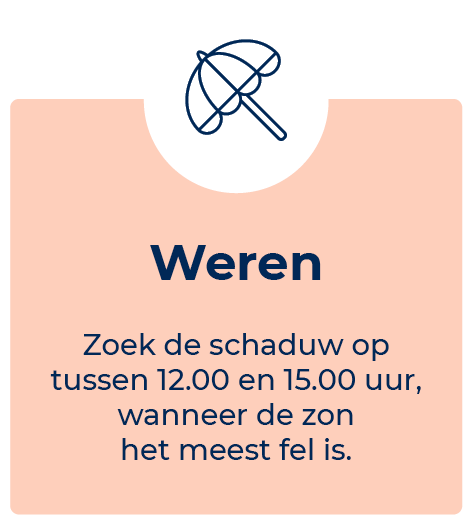 Weren - Zoek de schaduw op tussen 12.00 en 15.00 uur, wanneer de zon het meest fel is